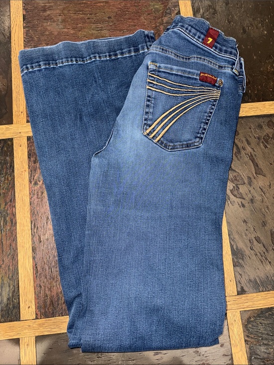 7 For All Mankind Denim - 7 For All Mankind Blue Bootcut Jeans with Contrast Stitching